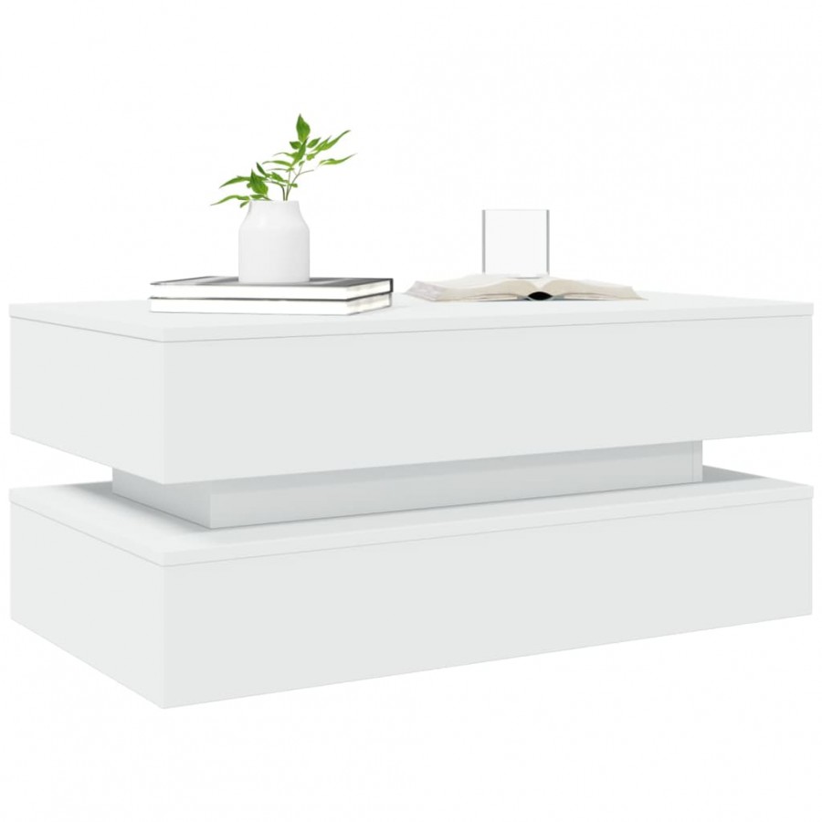 Table basse avec lumières LED blanc 90x50x40 cm Table basse avec lumières LED blanc 90x50x40 cm