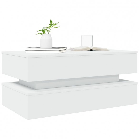 Table basse avec lumières LED blanc 90x50x40 cm