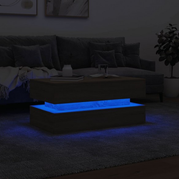 Table basse avec lumières LED chêne sonoma 90x50x40 cm