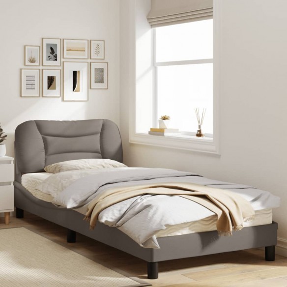 Cadre de lit avec tête de lit Taupe 90x190 cm Tissu