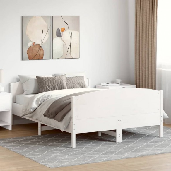 Cadre de lit avec tête de lit blanc 120x190 cm bois pin massif
