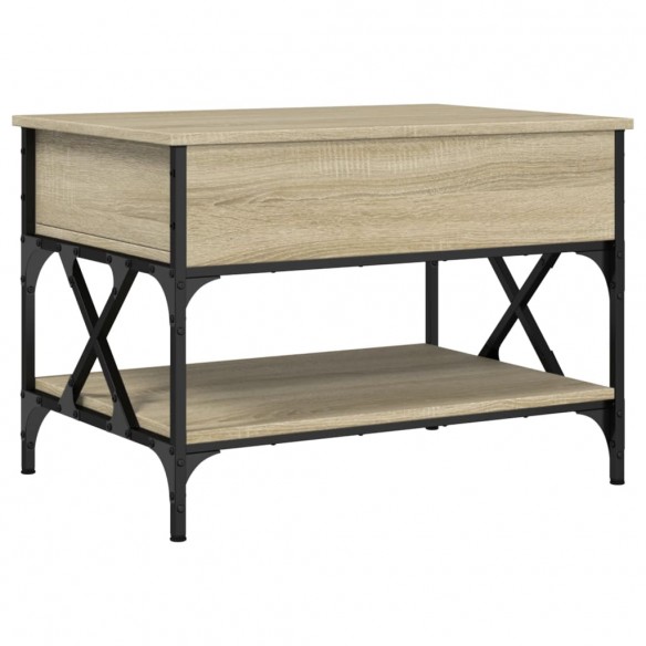 Table basse chêne sonoma 70x50x50 cm bois d'ingénierie et métal