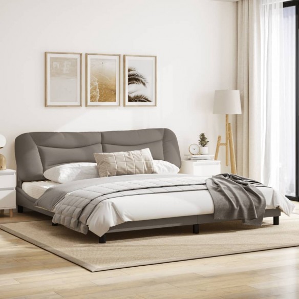 Cadre de lit avec tête de lit Taupe 200x200 cm Tissu
