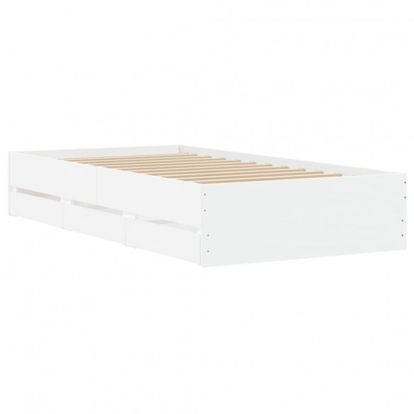 Cadre de lit avec tiroirs blanc 90x190 cm bois d'ingénierie