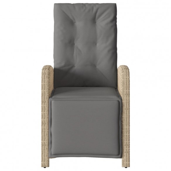 Chaise inclinable de jardin et repose-pied mélange beige rotin