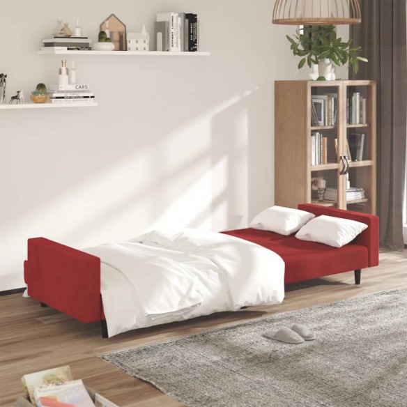 Canapé-lit 2 places rouge bordeaux velours