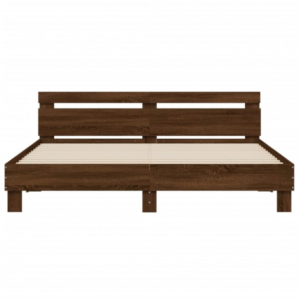 Cadre de lit avec tête de lit chêne marron 180x200 cm