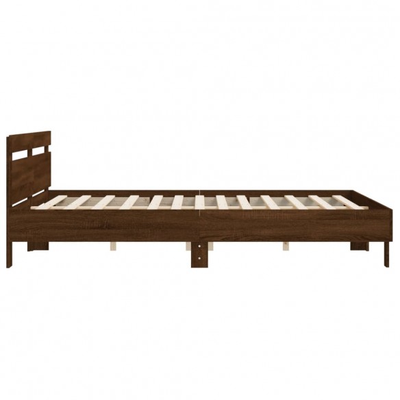 Cadre de lit avec tête de lit chêne marron 180x200 cm