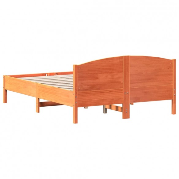 Cadre de lit avec tête de lit cire marron 120x190cm bois de pin