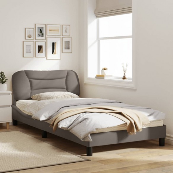 Cadre de lit avec tête de lit Taupe 100x200 cm Tissu