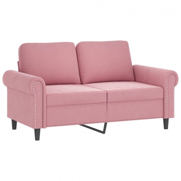 Canapé 2 places avec oreillers décoratifs rose 120 cm velours