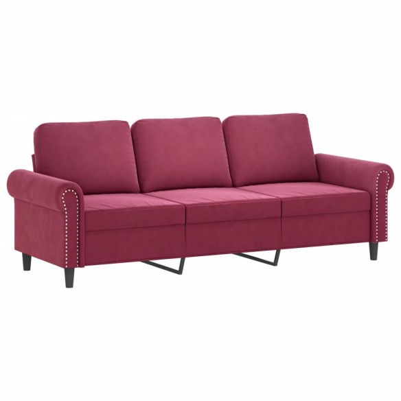 Ensemble de canapés 3 pcs avec coussins Rouge bordeaux Velours