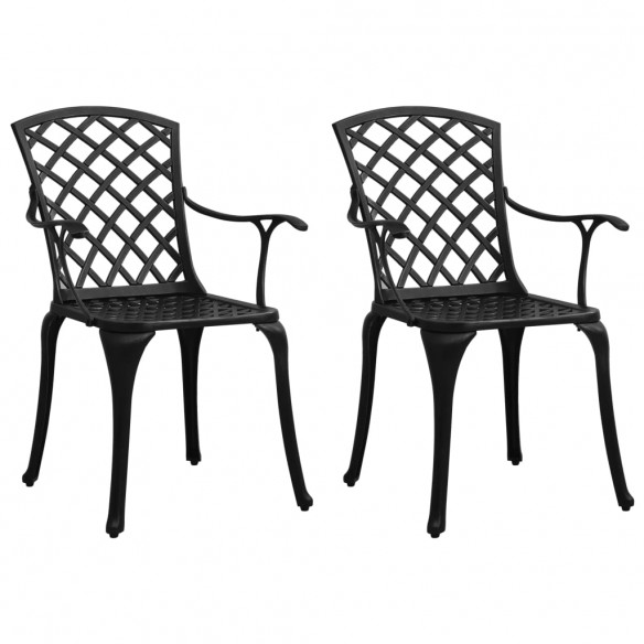 Chaises de jardin 2 pcs Aluminium coulé Noir