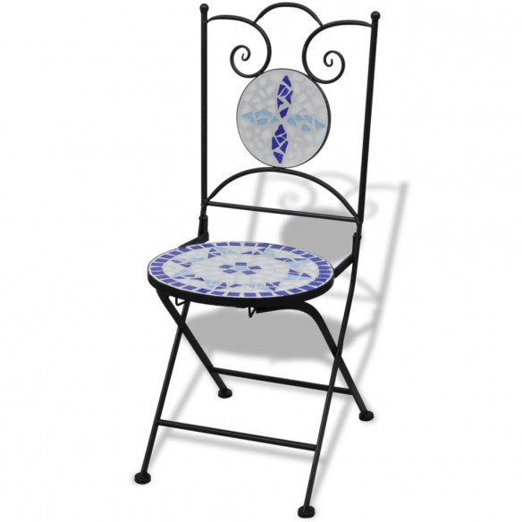 Chaises pliables de bistro 2 pcs Céramique Bleu et blanc