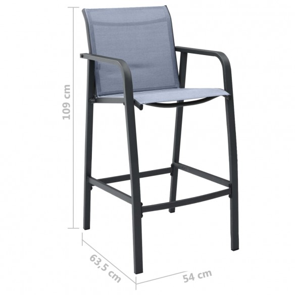 Chaises de bar de jardin 2 pcs Gris Txtilène