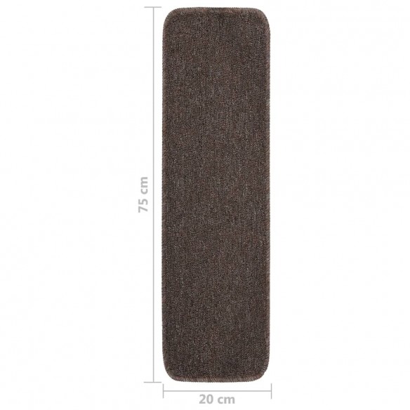 Tapis escalier antidérapants 15pcs 75x20cm Marron Rectangulaire