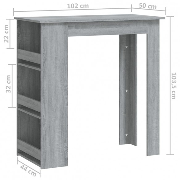 Table de bar avec rangement Sonoma gris 102x50x103,5 cm