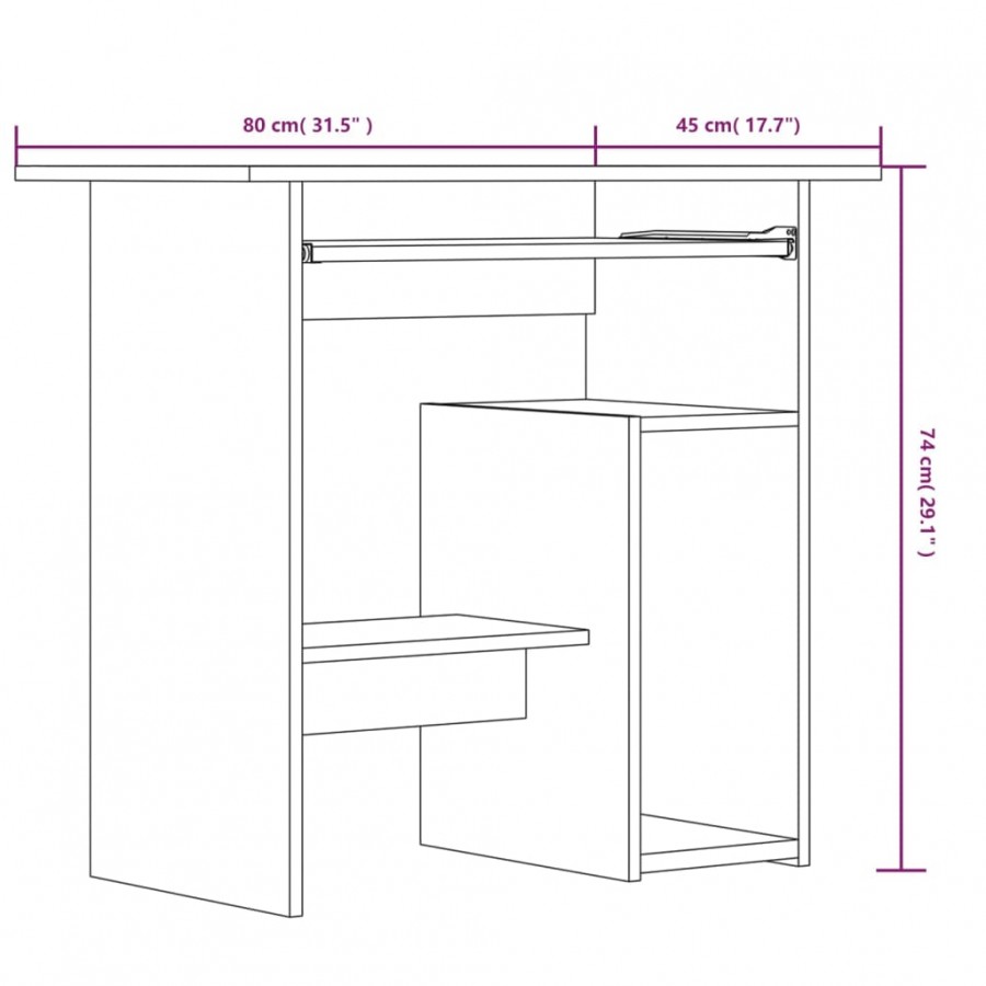 Bureau Chêne marron 80x45x74 cm 
