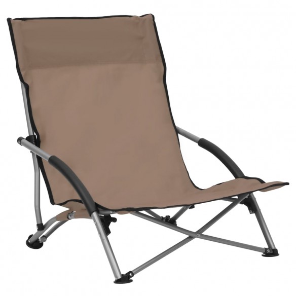 Chaises de plage pliables 2 pcs Taupe Tissu