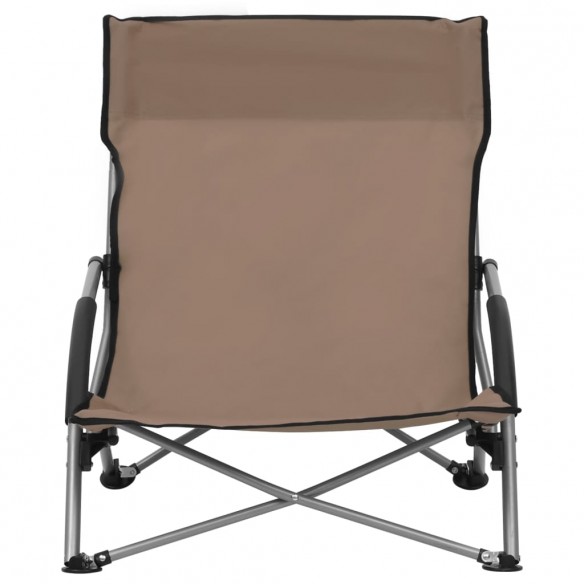 Chaises de plage pliables 2 pcs Taupe Tissu