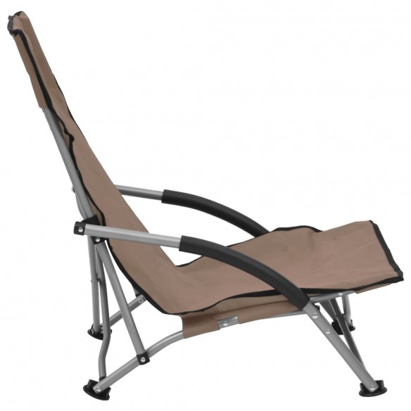 Chaises de plage pliables 2 pcs Taupe Tissu