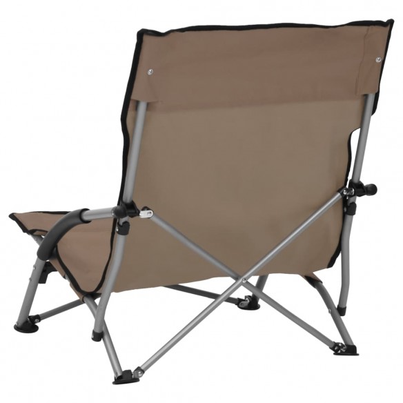 Chaises de plage pliables 2 pcs Taupe Tissu