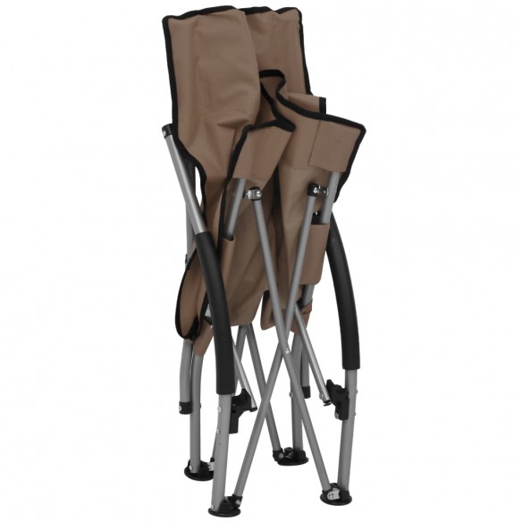 Chaises de plage pliables 2 pcs Taupe Tissu