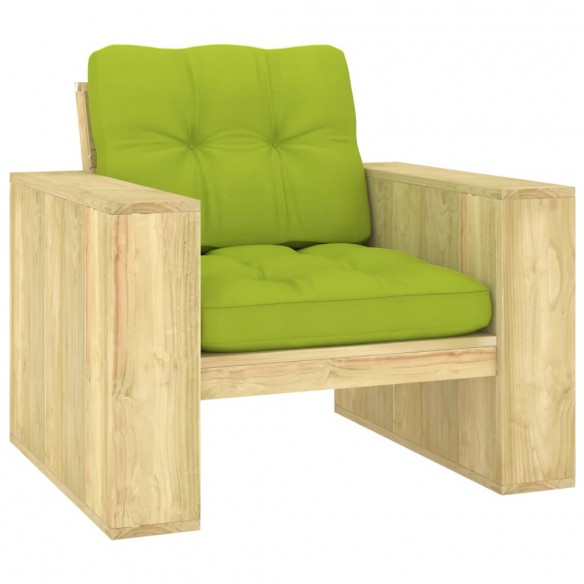 Chaise de jardin avec coussins vert vif Bois de pin imprégné