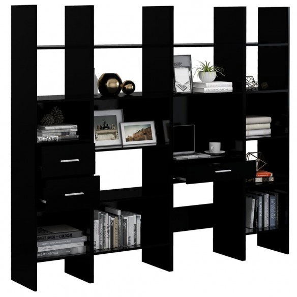 Ensemble de bibliothèque 4 pcs Noir Aggloméré