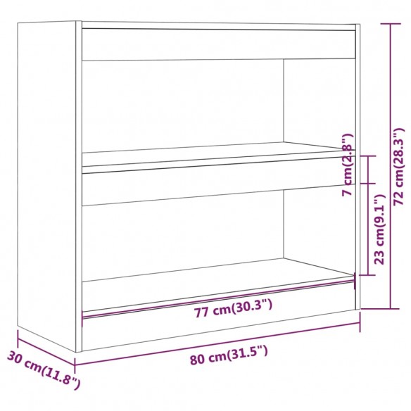 Bibliothèque/Séparateur de pièce Blanc brillant 80x30x72 cm