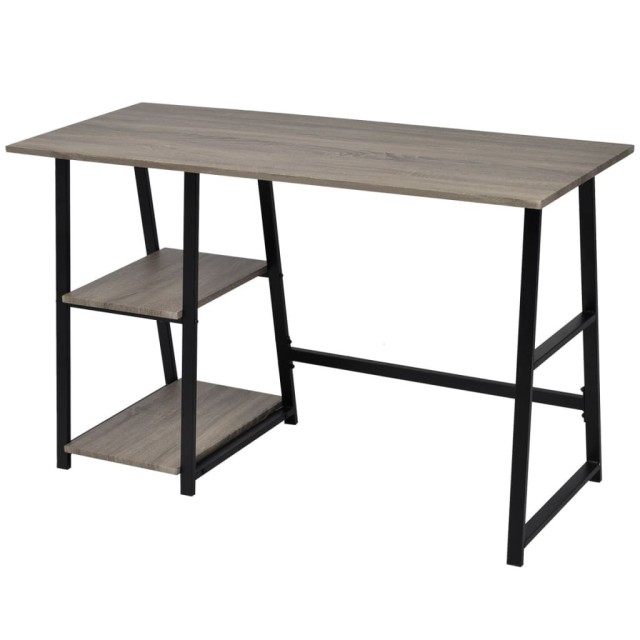 Bureau avec 2 étagères Gris et chêne