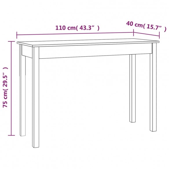 Table console Marron miel 110x40x75 cm Bois massif de pin