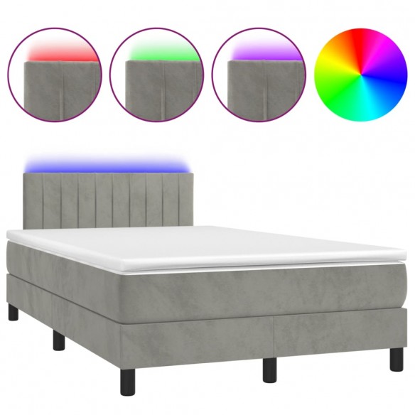 Sommier à lattes de lit avec matelas LED Gris clair 120x200 cm