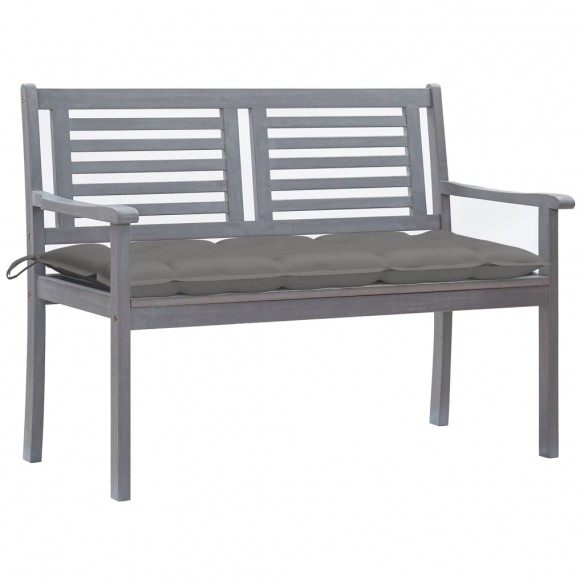 Banc de jardin 2 places avec coussin 120 cm Gris Eucalyptus