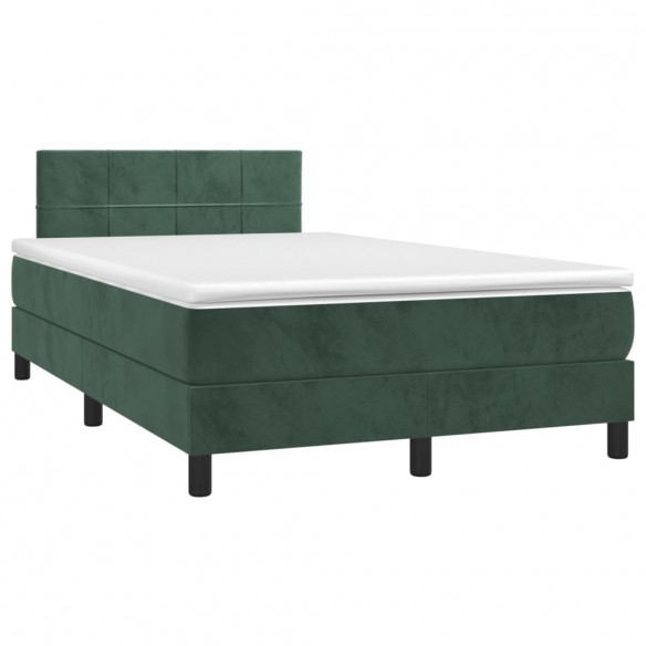 Cadre de lit et matelas Vert foncé 120x200cm Velours