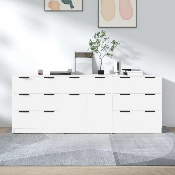 Buffets 3 pcs Blanc Bois d'ingénierie