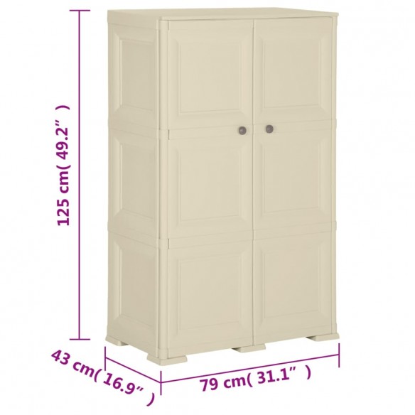 Armoire plastique 79x43x125 cm design de bois blanc angora