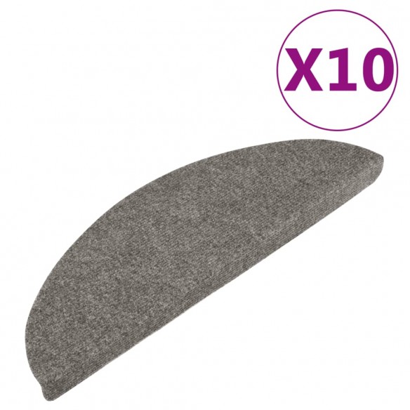 Tapis d'escalier auto-adhésifs 10 pcs gris 65x22,5x3,5 cm