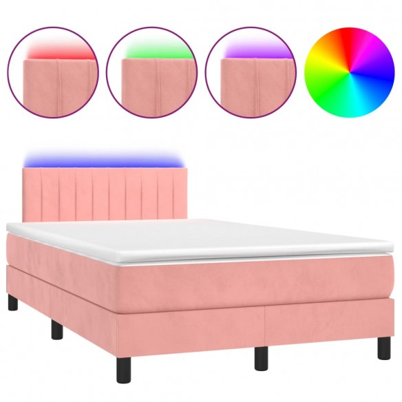 Sommier à lattes de lit avec matelas et LED Rose 120x200cm