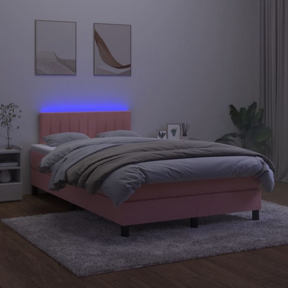 Sommier à lattes de lit avec matelas et LED Rose 120x200cm