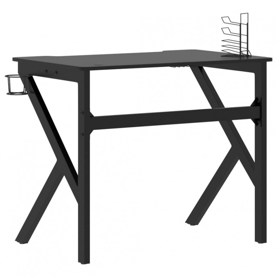 Bureau de jeu avec pieds en forme de K Noir 90x60x75 cm