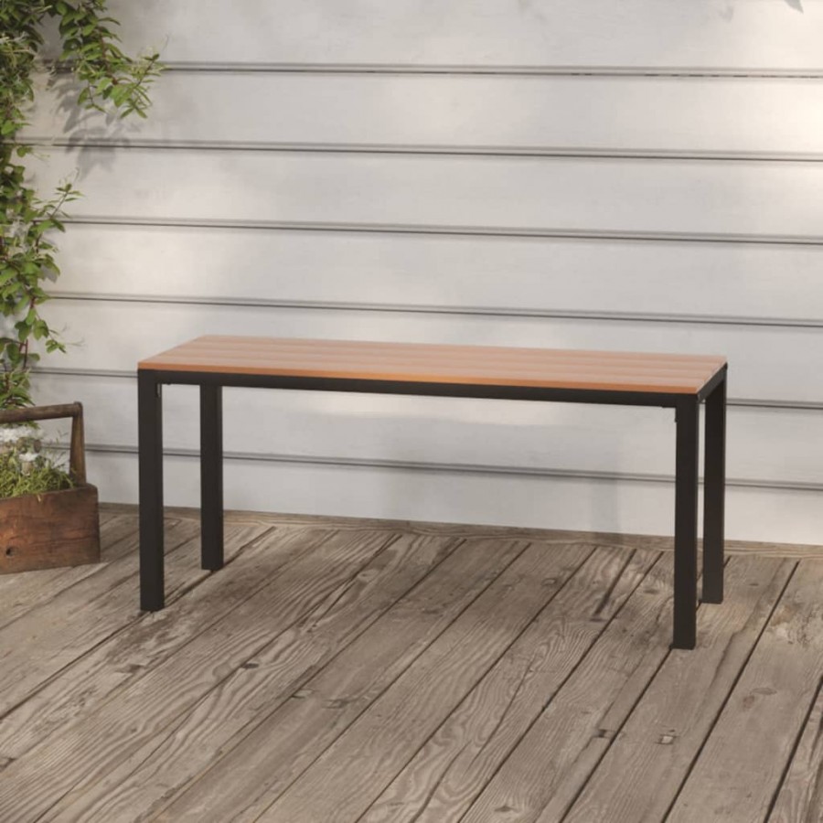 Banc de jardin 110 cm acier et WPC marron et noir