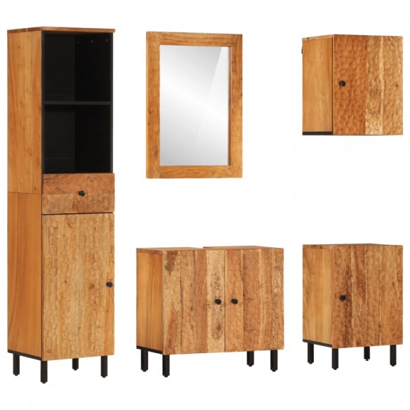 Ensemble d'armoires de salle de bain 5 pcs bois massif d'acacia