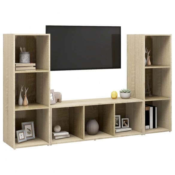 Meubles TV 3 pcs Chêne sonoma 107x35x37 cm Aggloméré