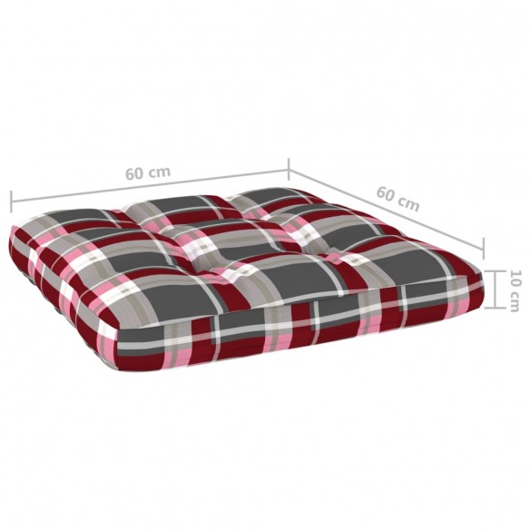 Chaises de jardin 2 pcs et coussins carreaux rouge Pin imprégné