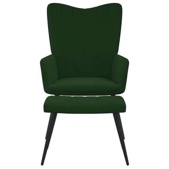 Chaise de relaxation avec repose-pied Vert foncé Velours