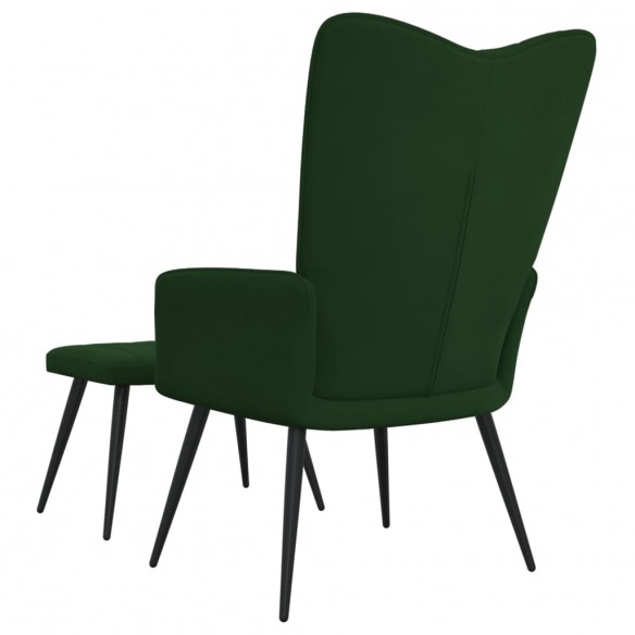 Chaise de relaxation avec repose-pied Vert foncé Velours