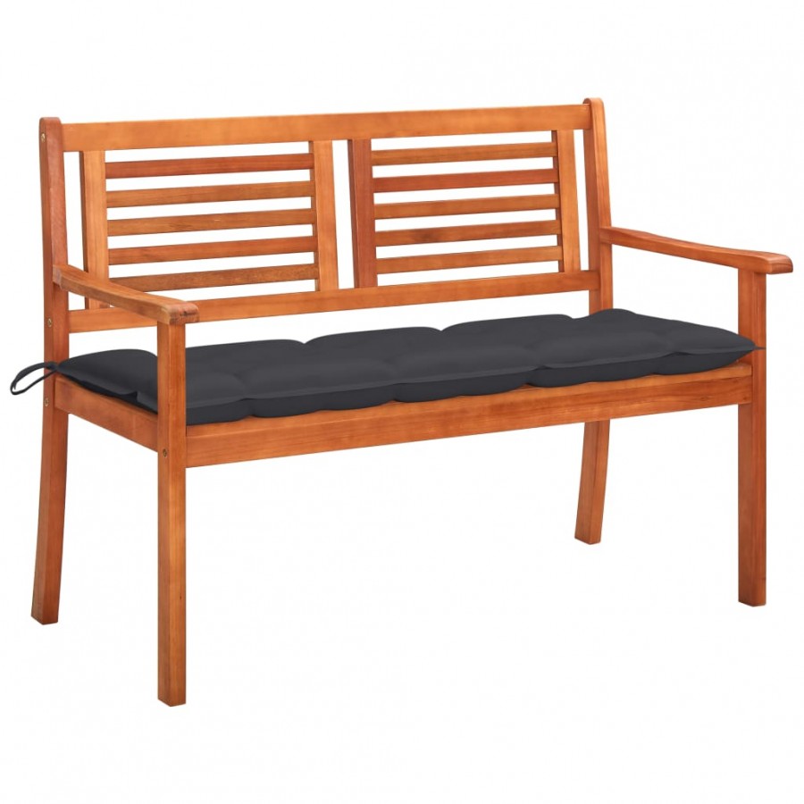 Banc de jardin 2 places avec coussin 120 cm Bois d'eucalyptus