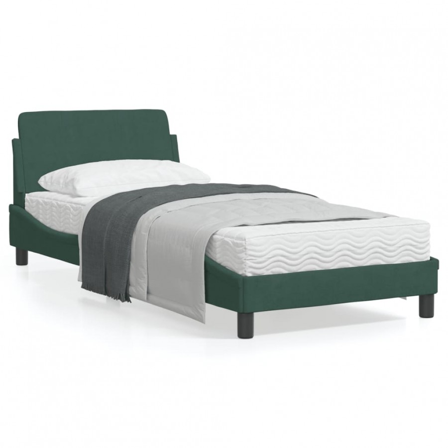 Cadre de lit avec tête de lit Vert foncé 80x200 cm Velours