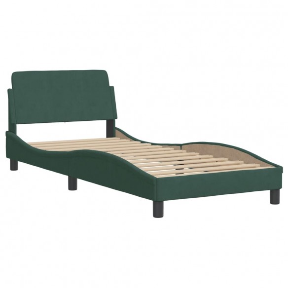 Cadre de lit avec tête de lit Vert foncé 80x200 cm Velours